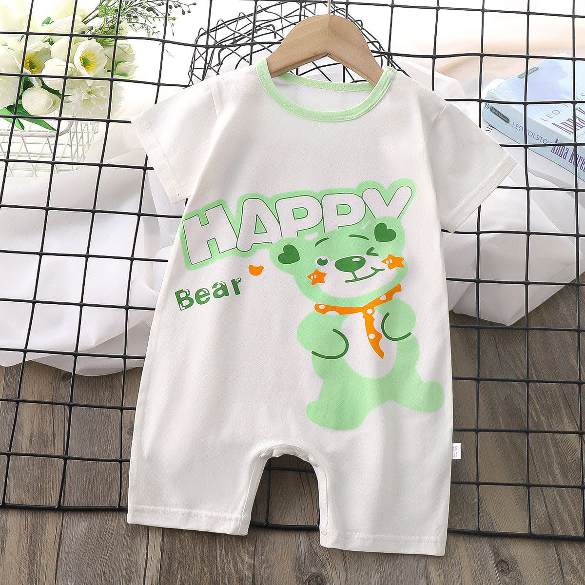 Infant and toddler one-piece crawling clothes, Happy Bear