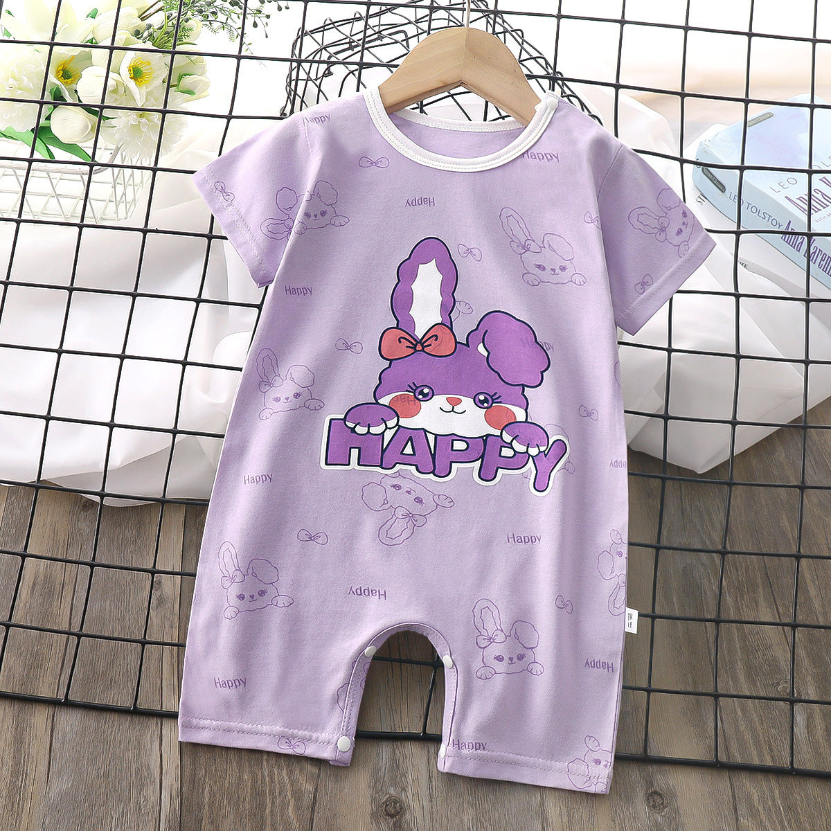 Infant and toddler one-piece crawling clothes, Happy Rabbit