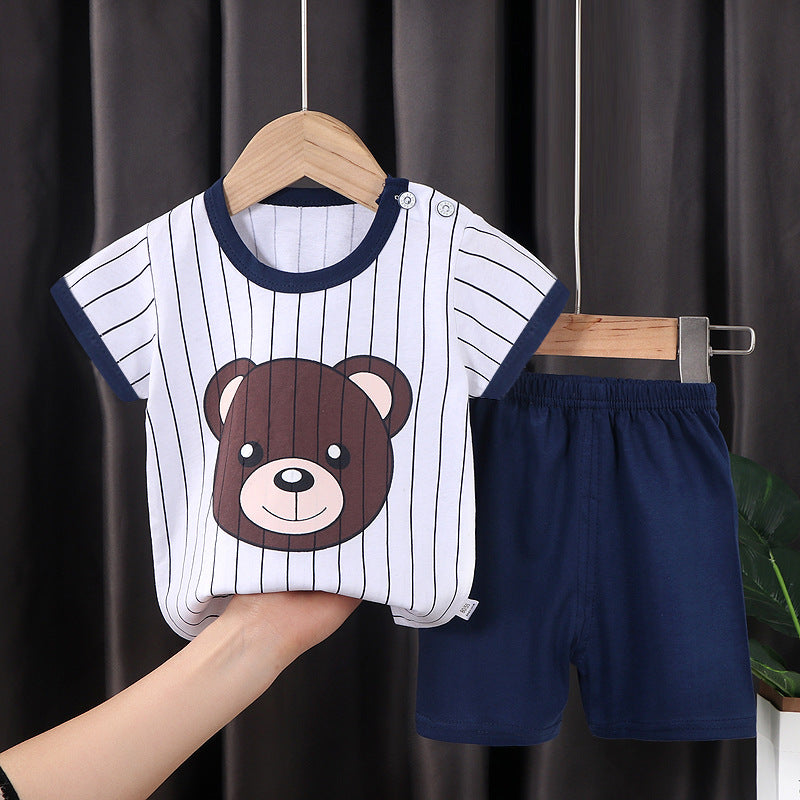 Adorable Kids Suit Set D， stripe bear