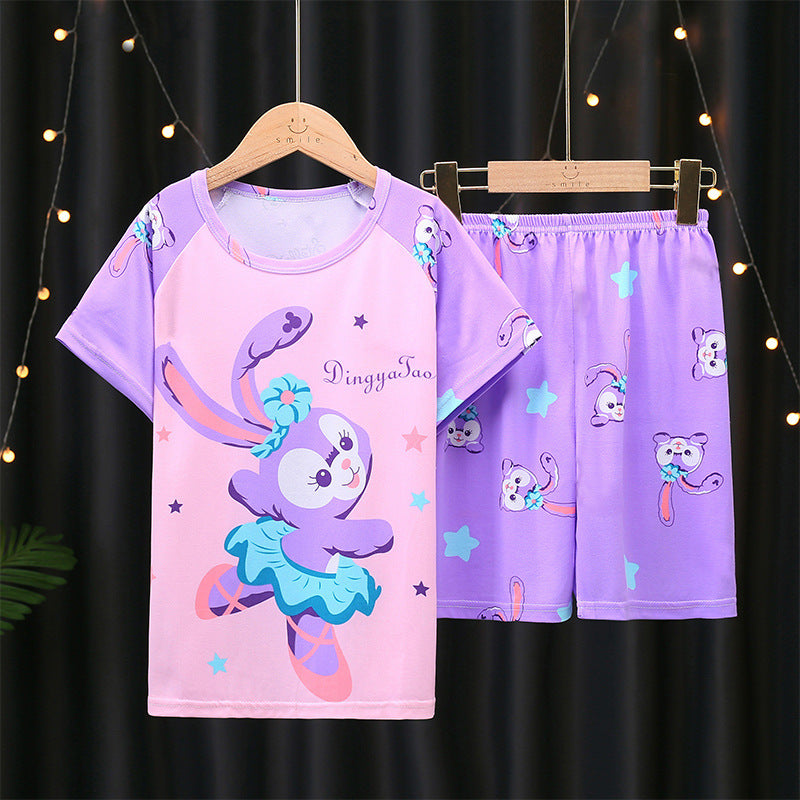 Kids Short Sleeve T-shirt, purple rabbit 2