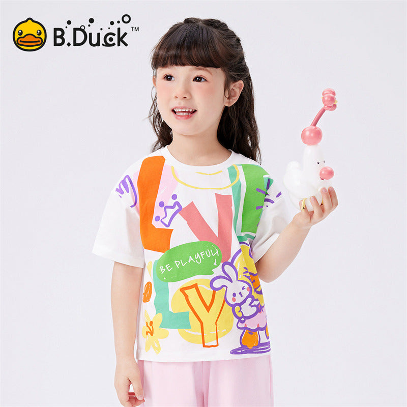 B.Duck Girl's T-shirt, white