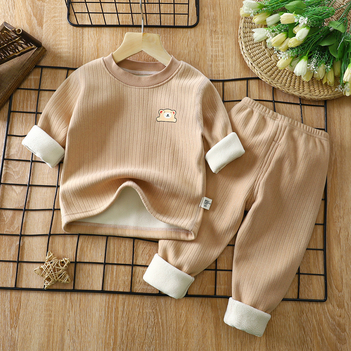 Children Winter Underwear Suit (Thicken), Brown