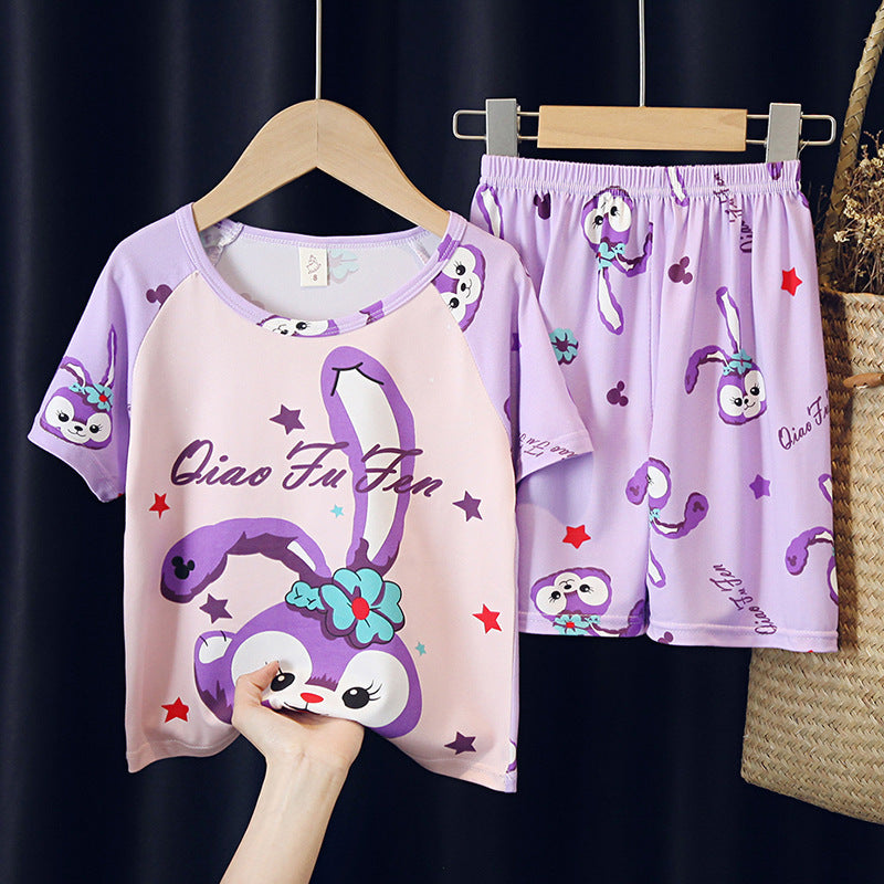 Kids Short Sleeve T-shirt, purple rabbit