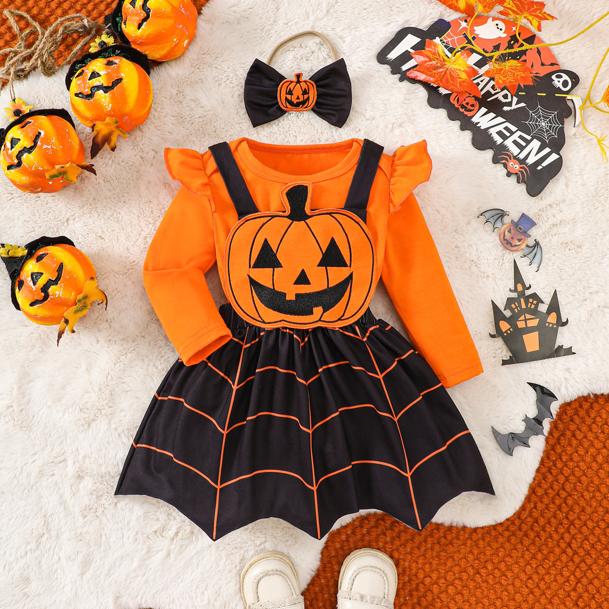 Halloween Skirt, Orange Black