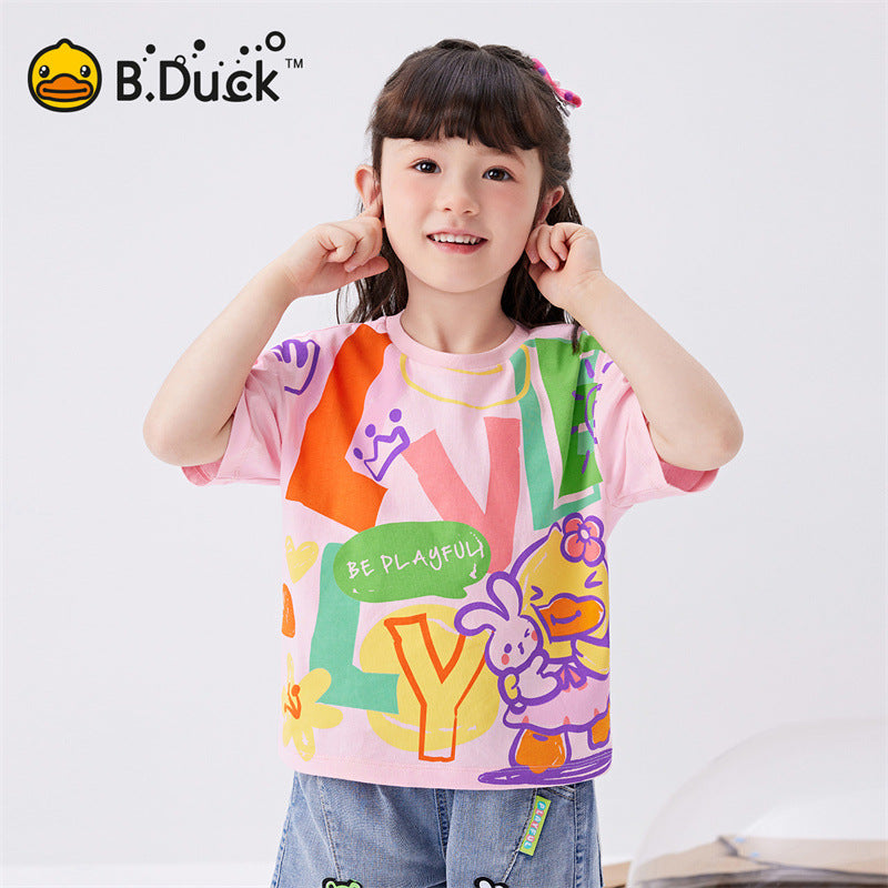 B.Duck Girl's T-shirt, pink