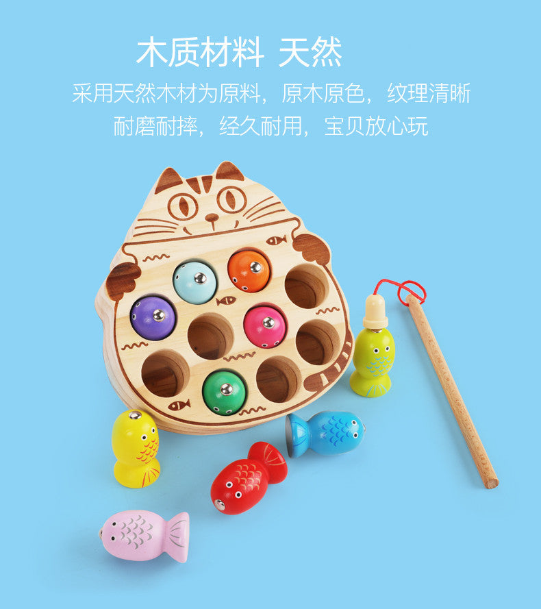 Wooden magnetic kitten fishing, Material