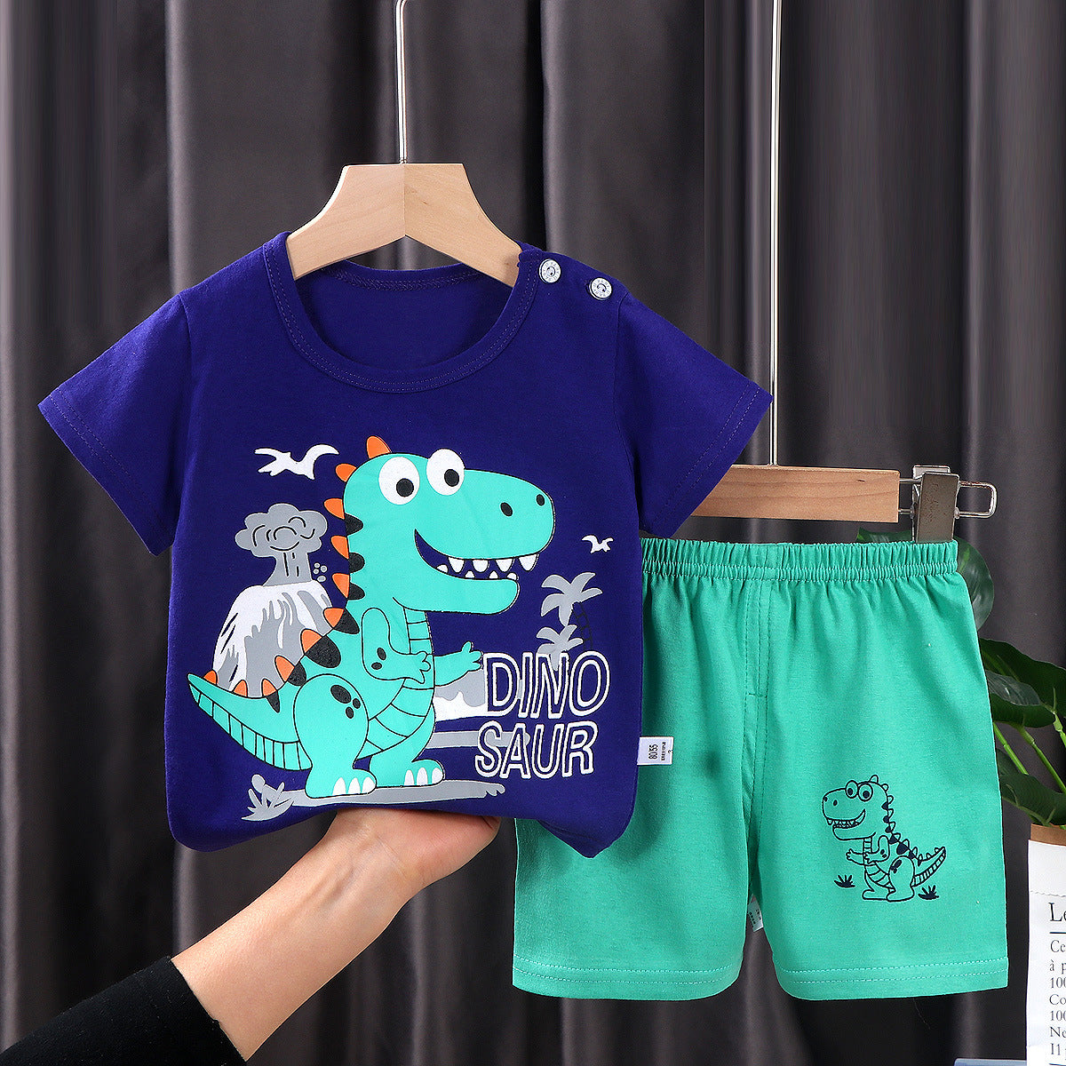 Adorable Kids Suit Set C, Green Dinosaur